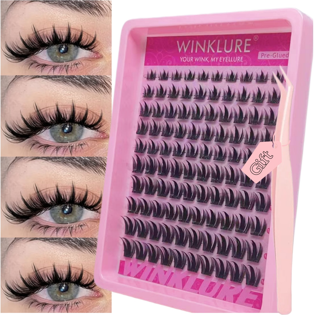 Eyelash Extension Uv Glue - WINKLURE ขนตาปลอมแบบติดเองได้ ใช้ซ้ำได้ ไม่ต้องใช้กาว แบบตาตุ๊กตา พร้อมแถบกาวติดไว้ล่วงหน้า