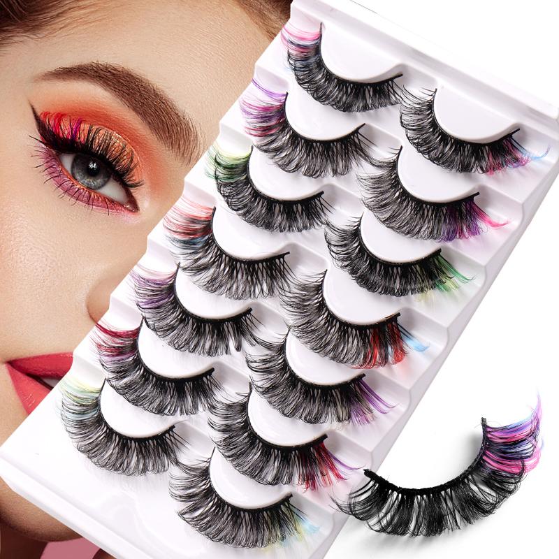 ขนตาปลอมสีสันสดใส 7 คู่ 3 มิติ - Eyelash Extension Cluster บทวิจารณ์และราคา