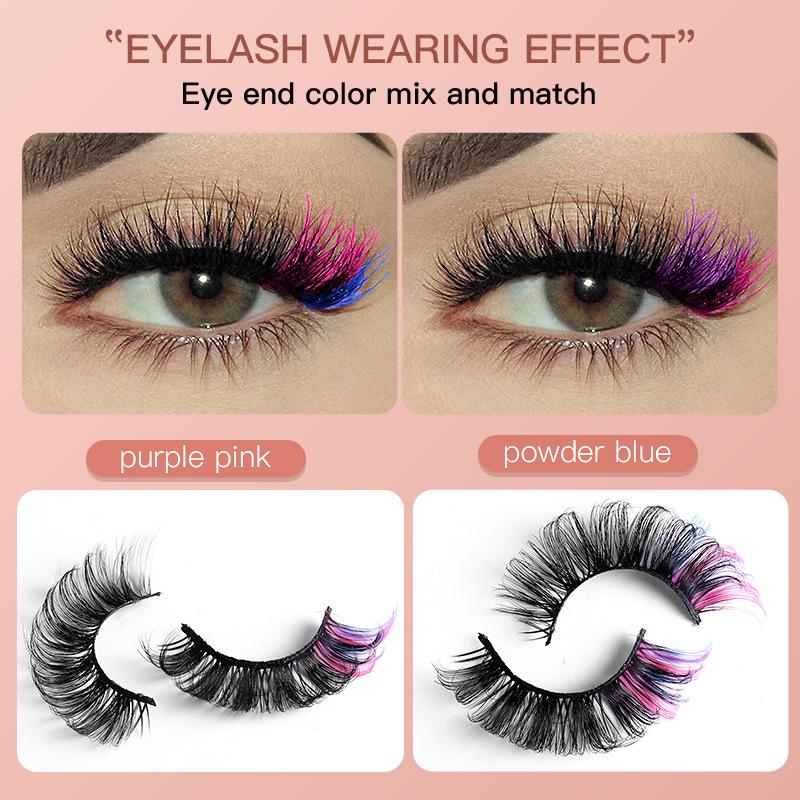 ขนตาปลอมสีสันสดใส 7 คู่ 3 มิติ - Eyelash Extension Cluster บทวิจารณ์และราคา