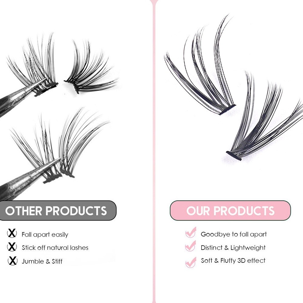ขนตาปลอมแบบติดกาวและซีล ความยา - Eyelash Extension Cluster บทวิจารณ์และราคา